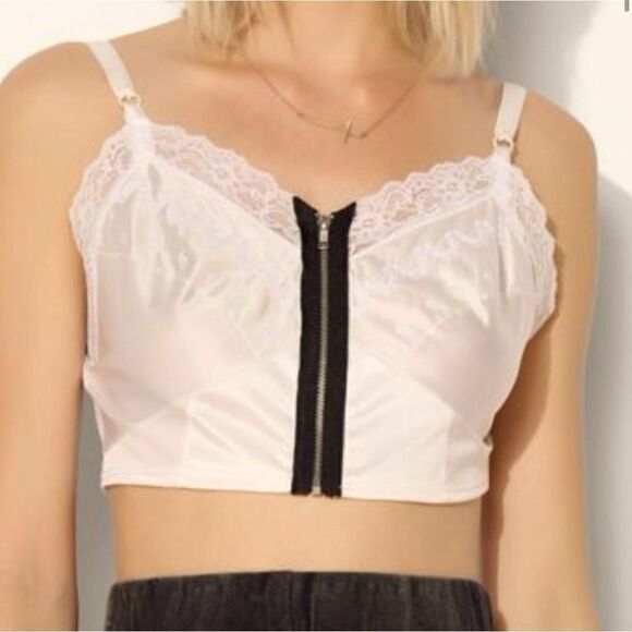 URBAN OUTFITTERS URBAN RENEWAL front ZIP BUSTIER bralette crop top lingerie- M - Picture 1 of 8